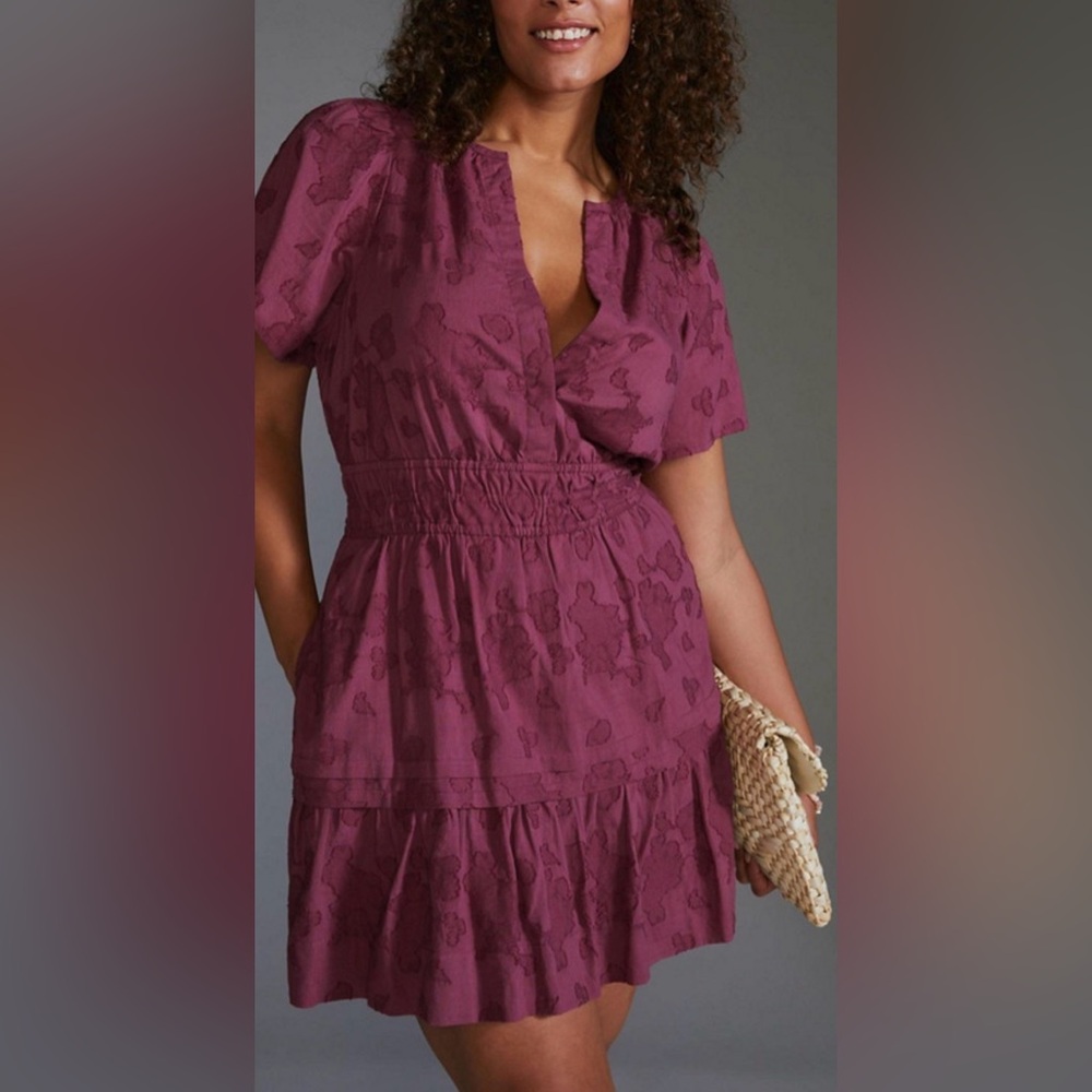 Anthropologie Plum Textured Mini Dress
